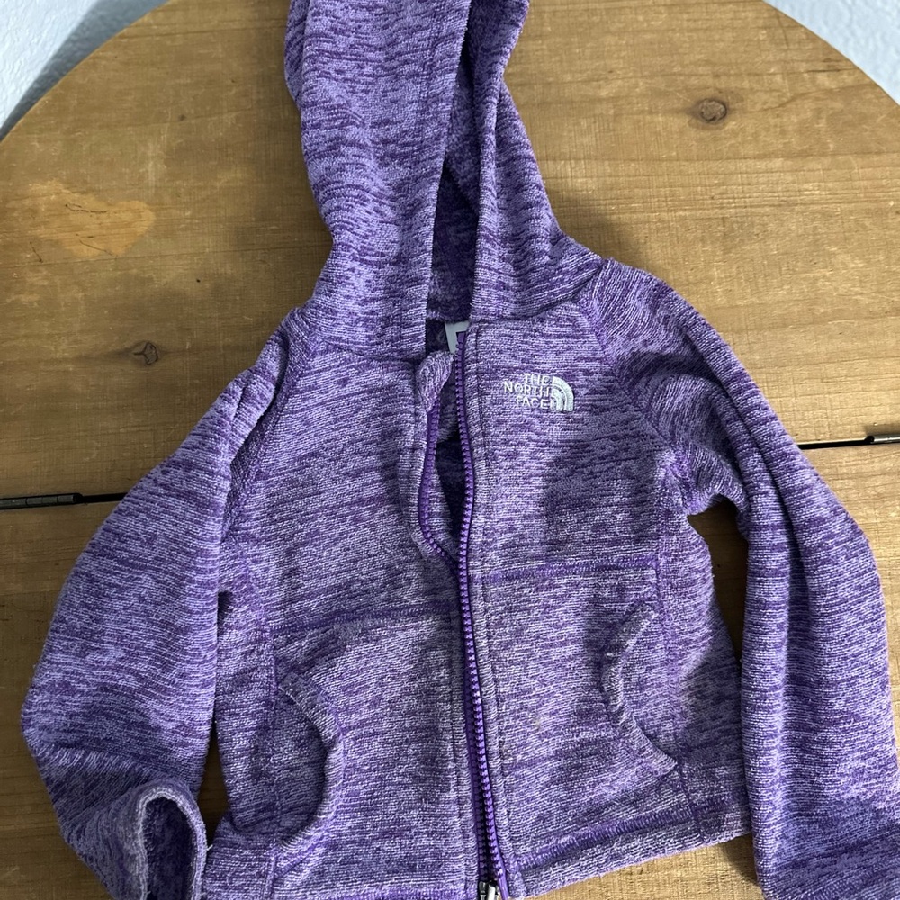 2T North Face Heathered Purple Zip-Up Hoodie